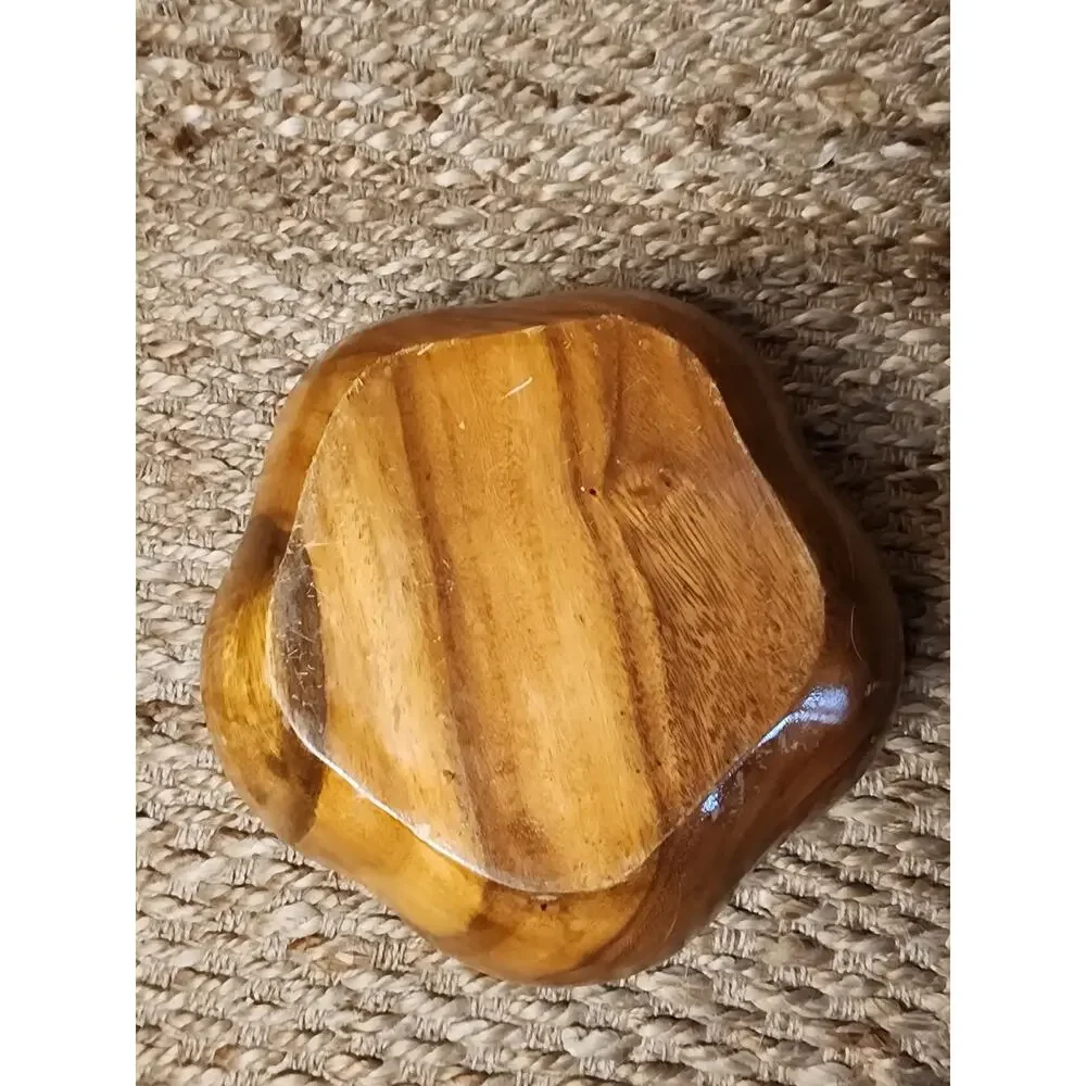 Vintage Genuine Monkey Pod Solid Wood Bowl 5 Piece Set